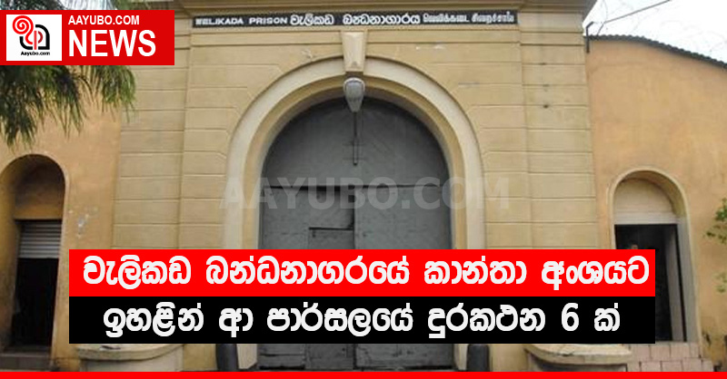 වැලිකඩ බන්ධනාගරයේ කාන්තා අංශයට ඉහළින් ආ පාර්සලයේ දුරකථන 6 ක්
