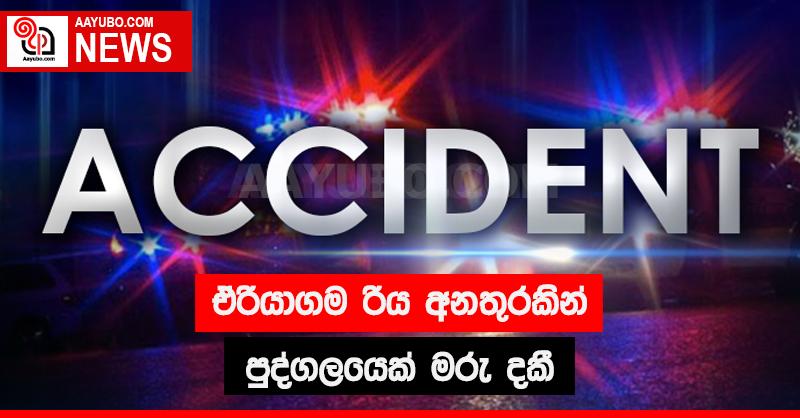ඒරියාගම රිය අනතුරකින් පුද්ගලයෙක් මරු දකී