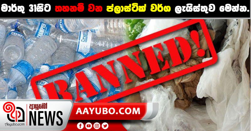 මාර්තු 31සිට තහනම් වන ප්ලාස්ටික් වර්ග ලැයිස්තුව මෙන්න..