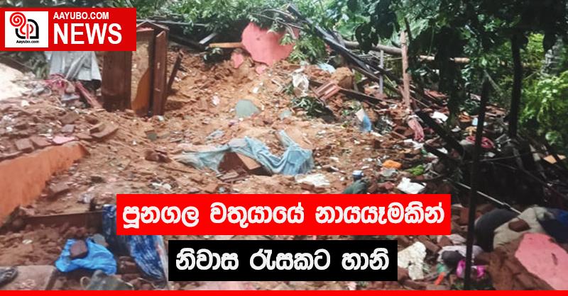 පූනගල වතුයායේ නායයෑමකින් නිවාස රැසකට හානි