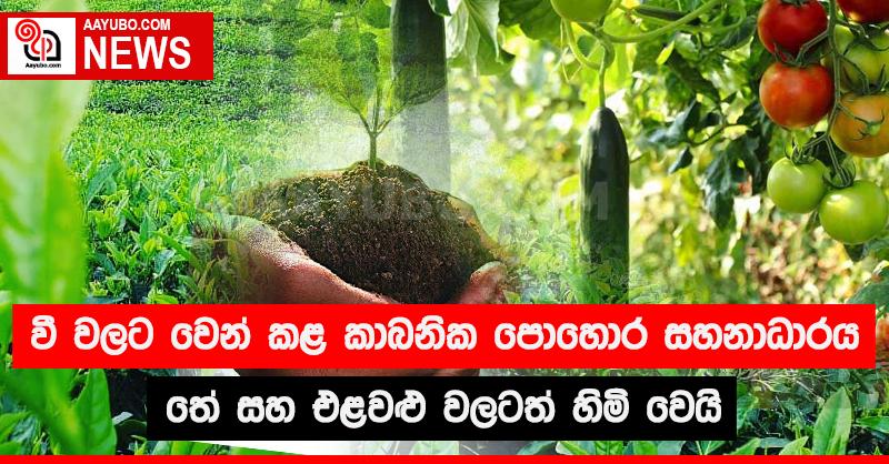වී වලට වෙන් කළ කාබනික පොහොර සහනාධාරය තේ සහ එළවළු වලටත් හිමි වෙයි